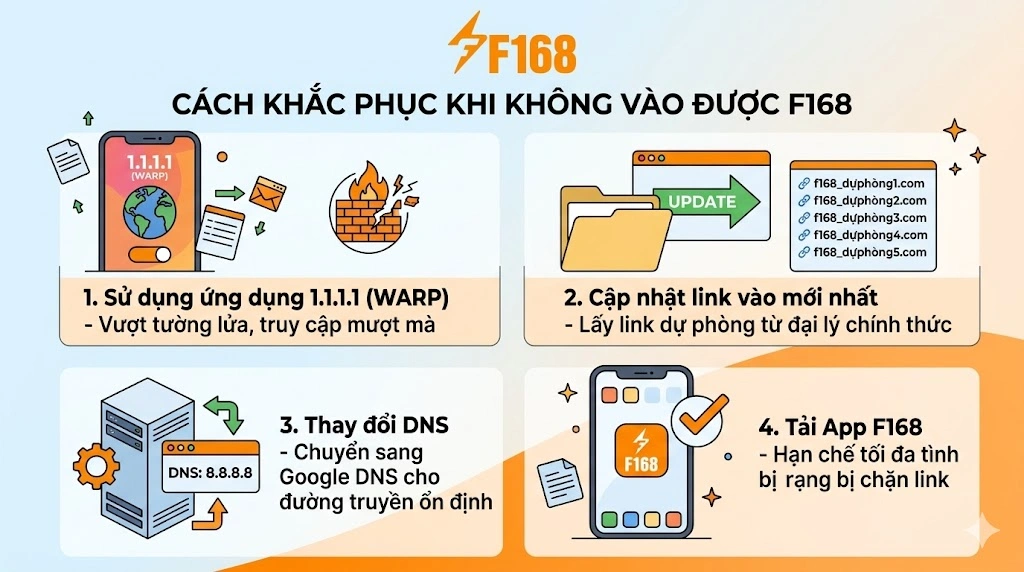 Cách khắc phục khi không vào được F168